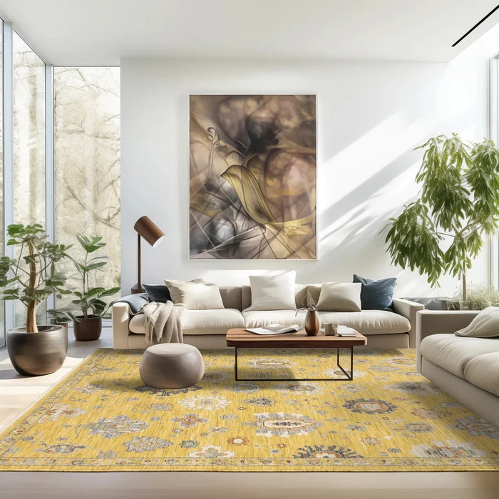 Oriental Weavers Area Rugs Lucca Area Rugs 2863g Oushak Yellow Wool-Nylon Blend In 8 Sizes