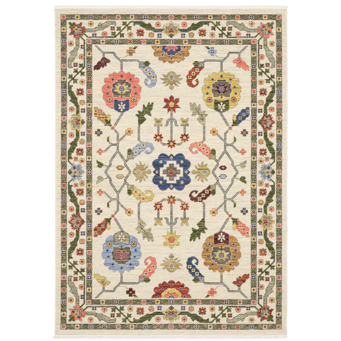Oriental Weavers Area Rugs Lucca Area Rugs 5506w Oushak Ivory Wool-Nylon Blend In 8 Sizes