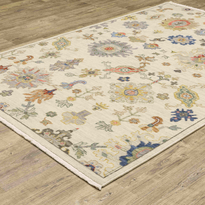Oriental Weavers Area Rugs Lucca Area Rugs 5507w Oushak Ivory Wool-Nylon Blend In 8 Sizes