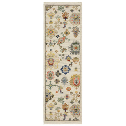 Oriental Weavers Area Rugs Lucca Area Rugs 5507w Oushak Ivory Wool-Nylon Blend In 8 Sizes