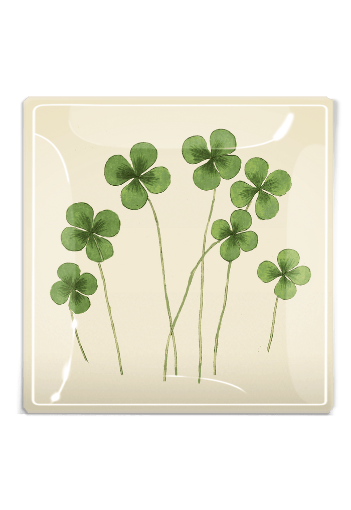 Lucky Seven Clovers Decoupage Glass Tray - Ben's Garden