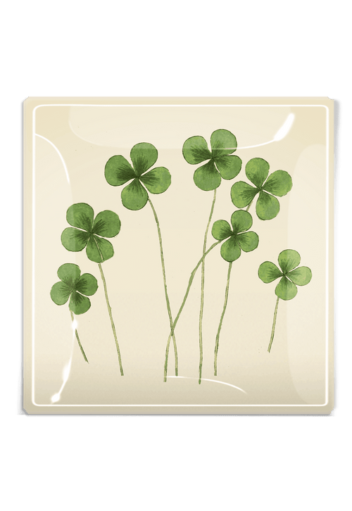 Lucky Seven Clovers Decoupage Glass Tray - Ben's Garden