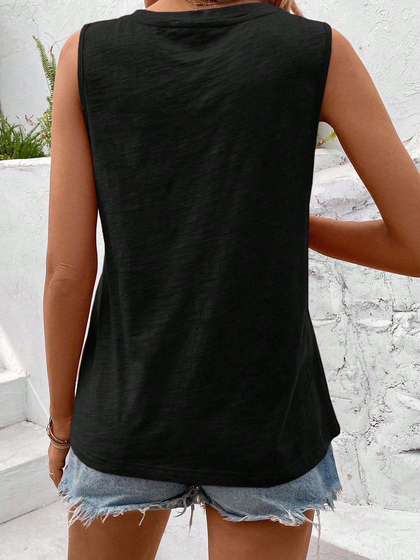 LUNE Ladies" Summer Casual Solid Color V-Neck Tank Top,Casual