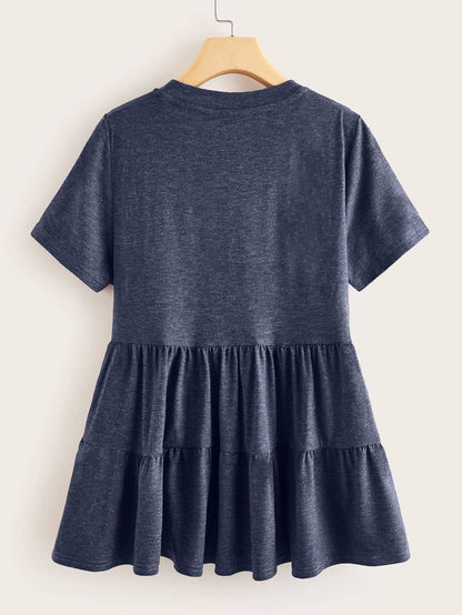 LUNE Plus Marled Knit Smock Top