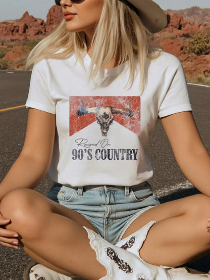 LUNE Raised On 90s Country Shirt, Country Concert Tee, Western Graphic Tee, Vintage Country Music Shirt
