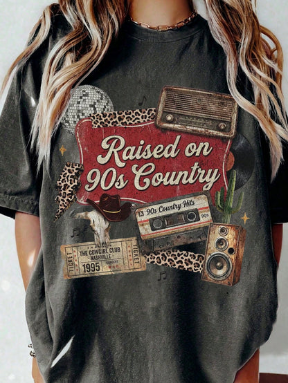 LUNE Raised On 90s Country Shirt, Country Concert Tee, Western Graphic Tee, Vintage Country Music Shirt
