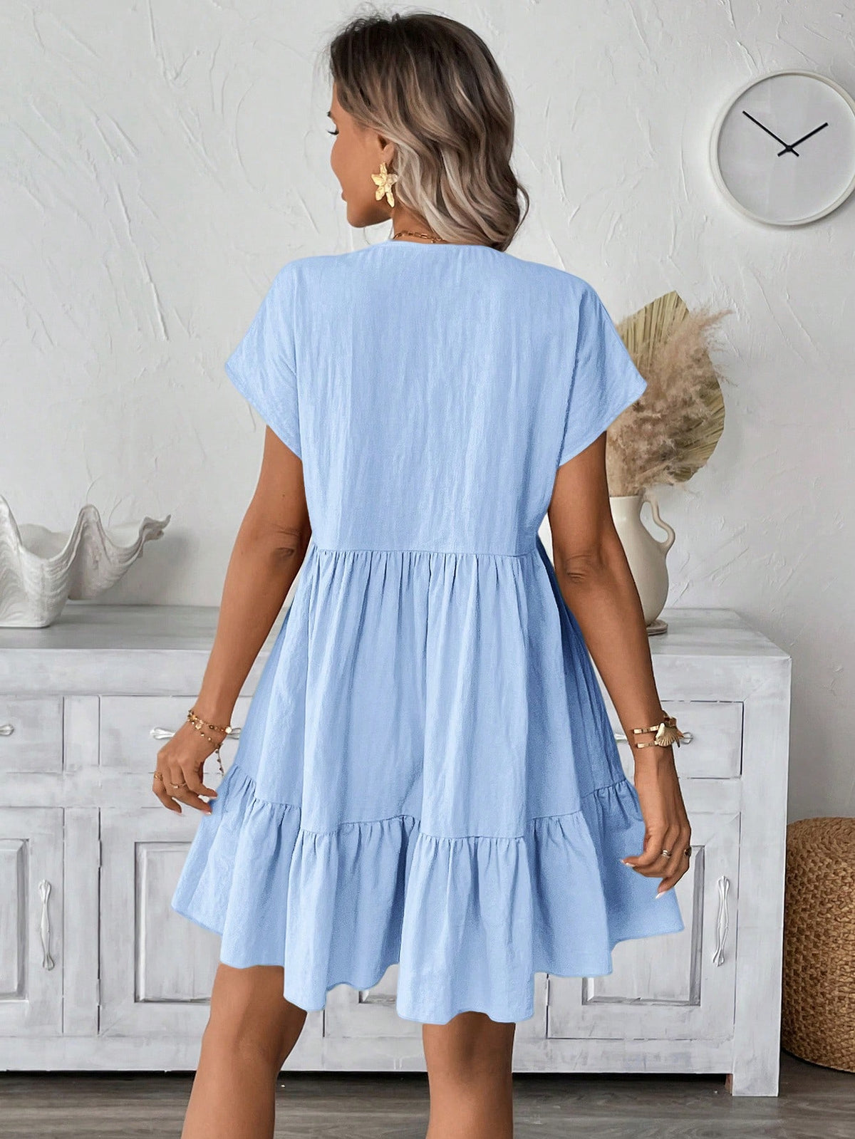 LUNE Short Pink Casual Vacation Romantic Beach Summer Dress For Women Baby Blue Dress,Sun Dresses For Women,Casual