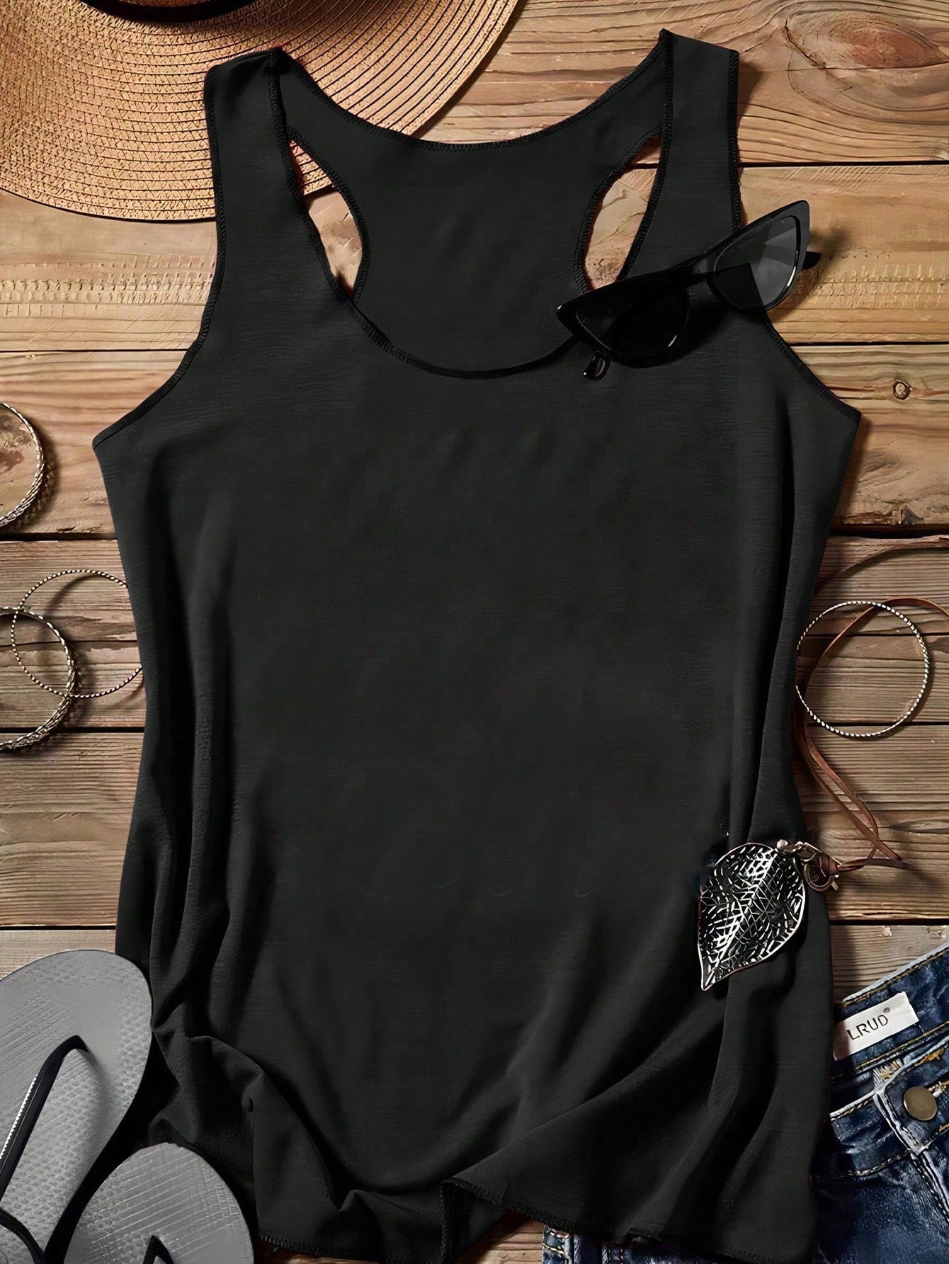 LUNE Women Casual Basic Tank Top, Suitable For Summer,Vacation Woman,Casual Travel Black