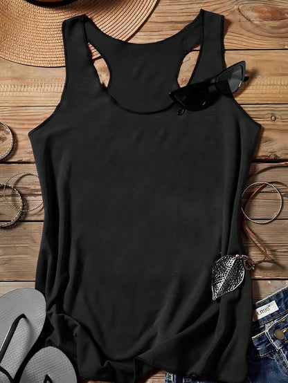 LUNE Women Casual Basic Tank Top, Suitable For Summer,Vacation Woman,Casual Travel Black