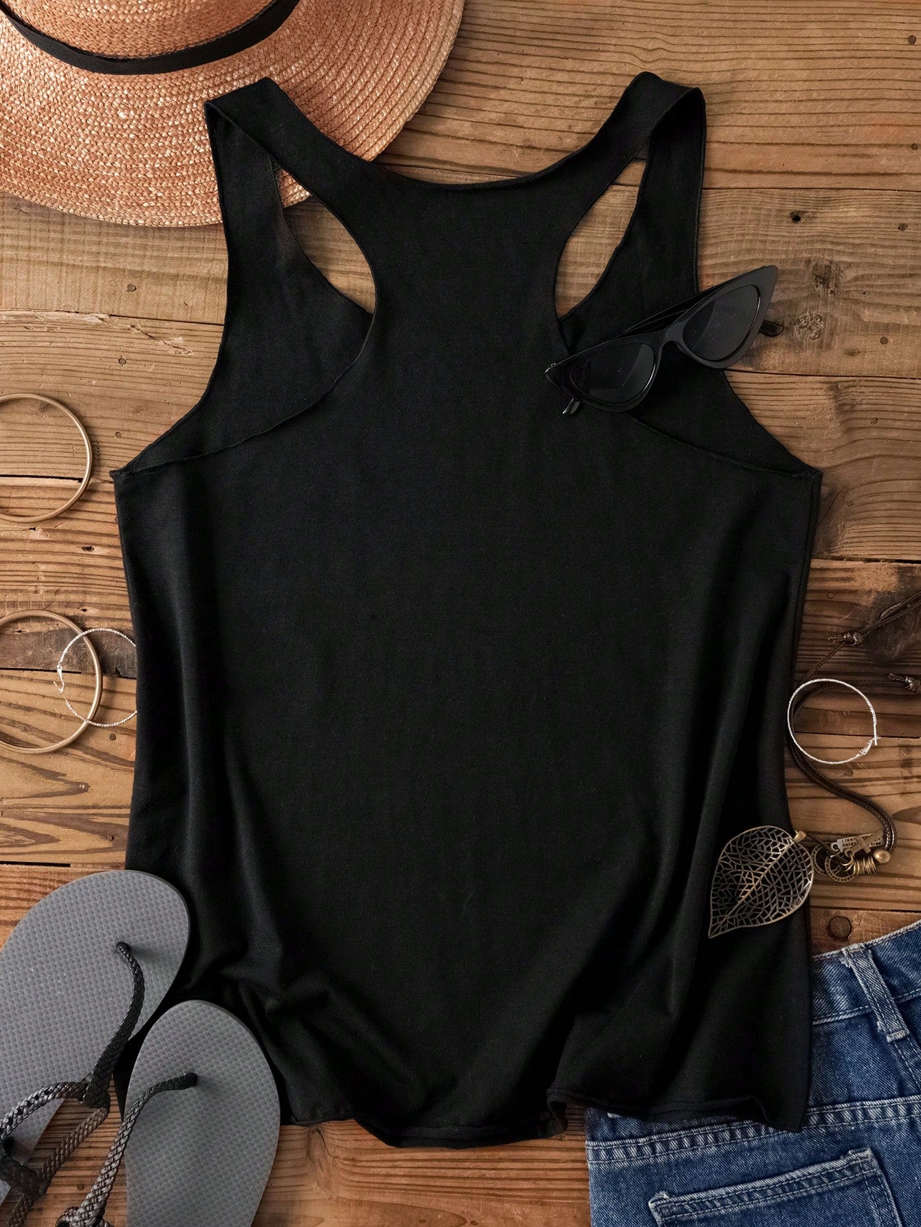 LUNE Women Casual Basic Tank Top, Suitable For Summer,Vacation Woman,Casual Travel Black
