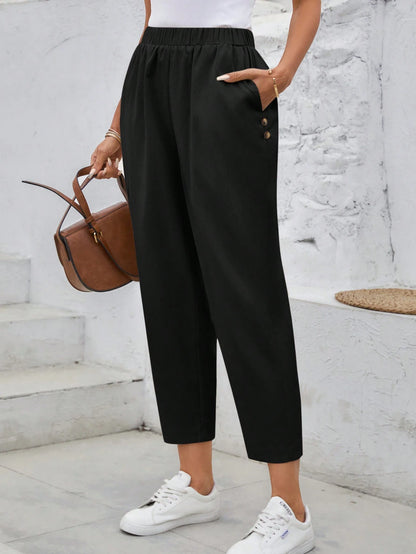 LUNE Women's Casual Corduroy Tapered Pants Fall Pants Teacher Pants