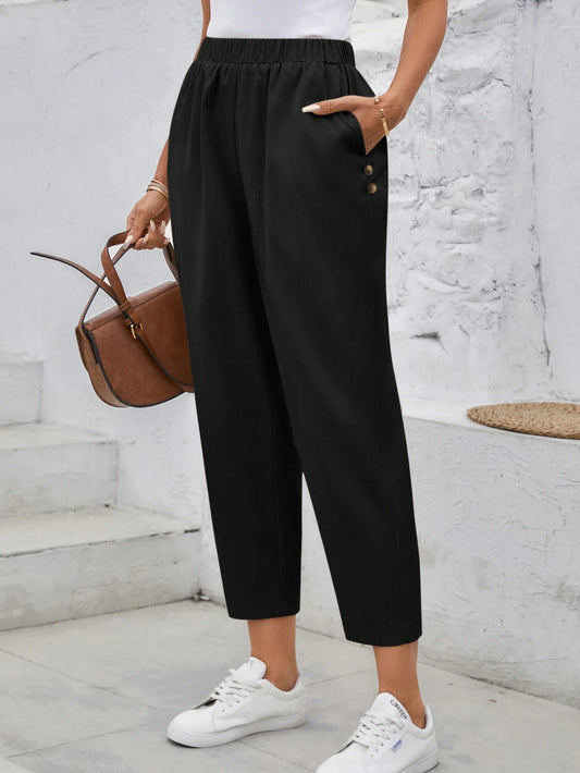 LUNE Women's Casual Corduroy Tapered Pants Fall Pants Teacher Pants