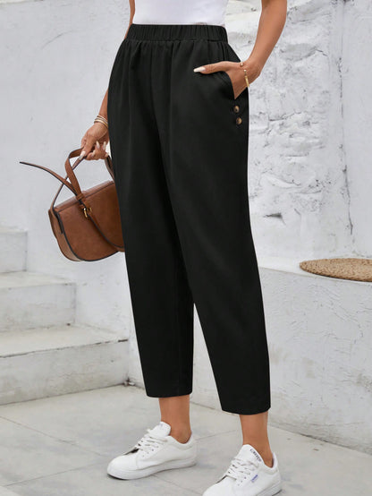 LUNE Women's Casual Corduroy Tapered Pants Fall Pants Teacher Pants