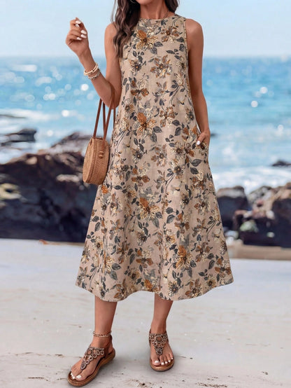 LUNE Women's Casual Printed Mid-Length Dress, Suitable For Spring/Summer,Casual