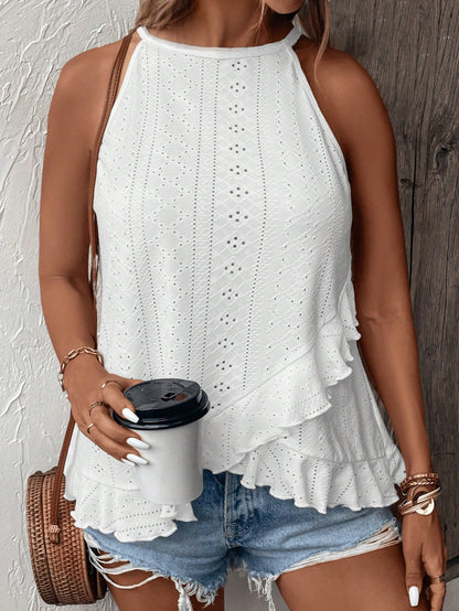 LUNE Women's Spring/Summer New Hot-Selling Color Block Design Striped Pattern Casual Versatile Plus Size Tank Top