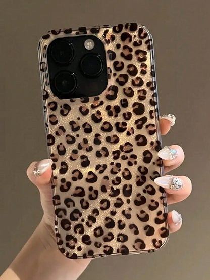 Luxury Fashion Leopard Print Shell Texture Phone Case Compatible With 16/15/14/13/12 Pro Max/11 Fashionable Shock-Resistant Protective Back Cover Waterproof Anti-Fall Scratch-Resistant Spring Gift Par