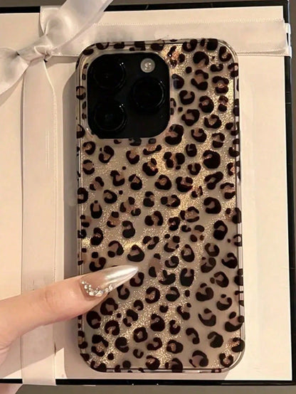 Luxury Fashion Leopard Print Shell Texture Phone Case Compatible With 16/15/14/13/12 Pro Max/11 Fashionable Shock-Resistant Protective Back Cover Waterproof Anti-Fall Scratch-Resistant Spring Gift Par