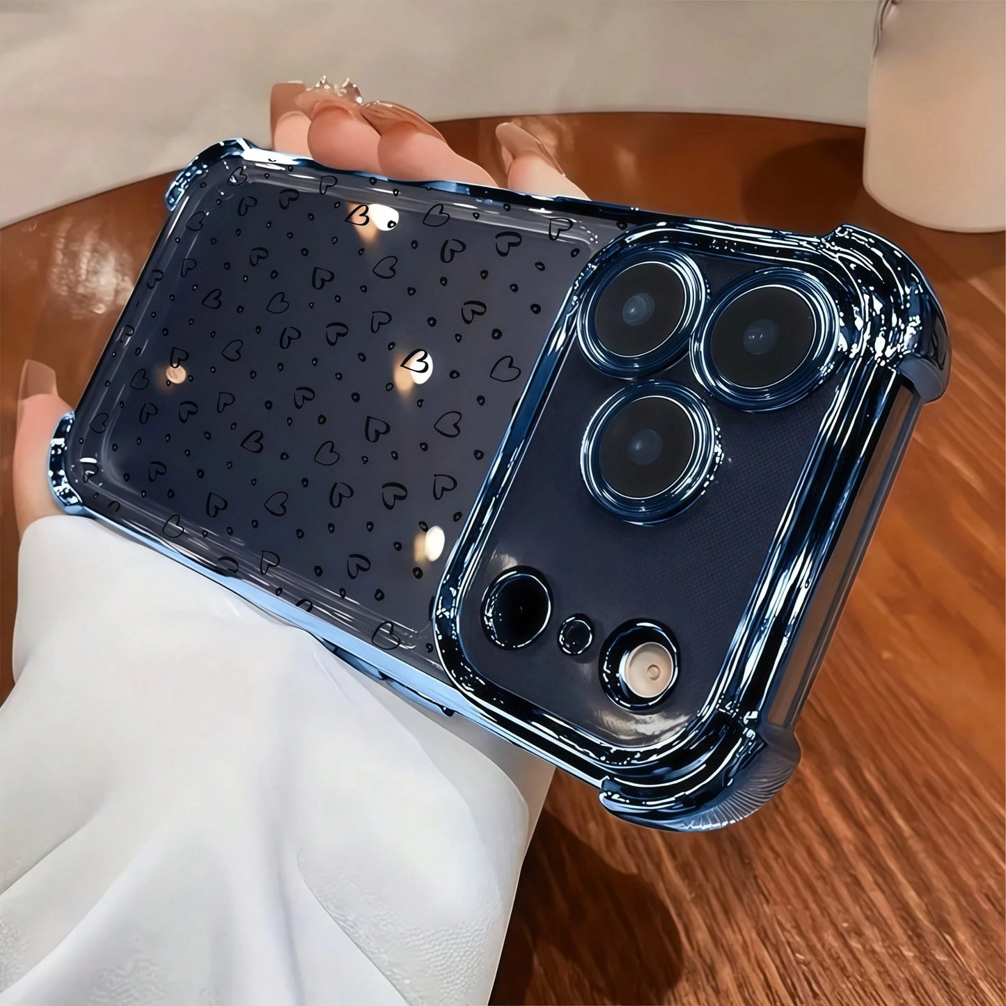 Luxury Fashion Shockproof Airbag Phone Case With Full Screen Tiny Heart Design, Compatible With Apple 6/7/8/X/XS/XR/11/12/13/14/15/16/16E/17/17PM, Galaxy S22/23/24/25/S24 FE/S25 EDGE, A04/05/06/A14/A1