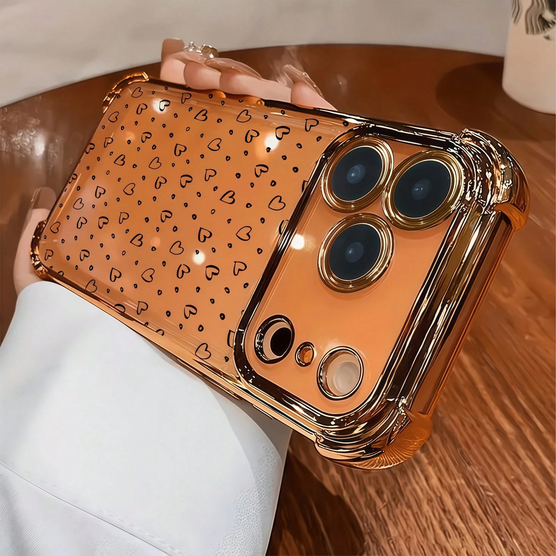 Luxury Fashion Shockproof Airbag Phone Case With Full Screen Tiny Heart Design, Compatible With Apple 6/7/8/X/XS/XR/11/12/13/14/15/16/16E/17/17PM, Galaxy S22/23/24/25/S24 FE/S25 EDGE, A04/05/06/A14/A1