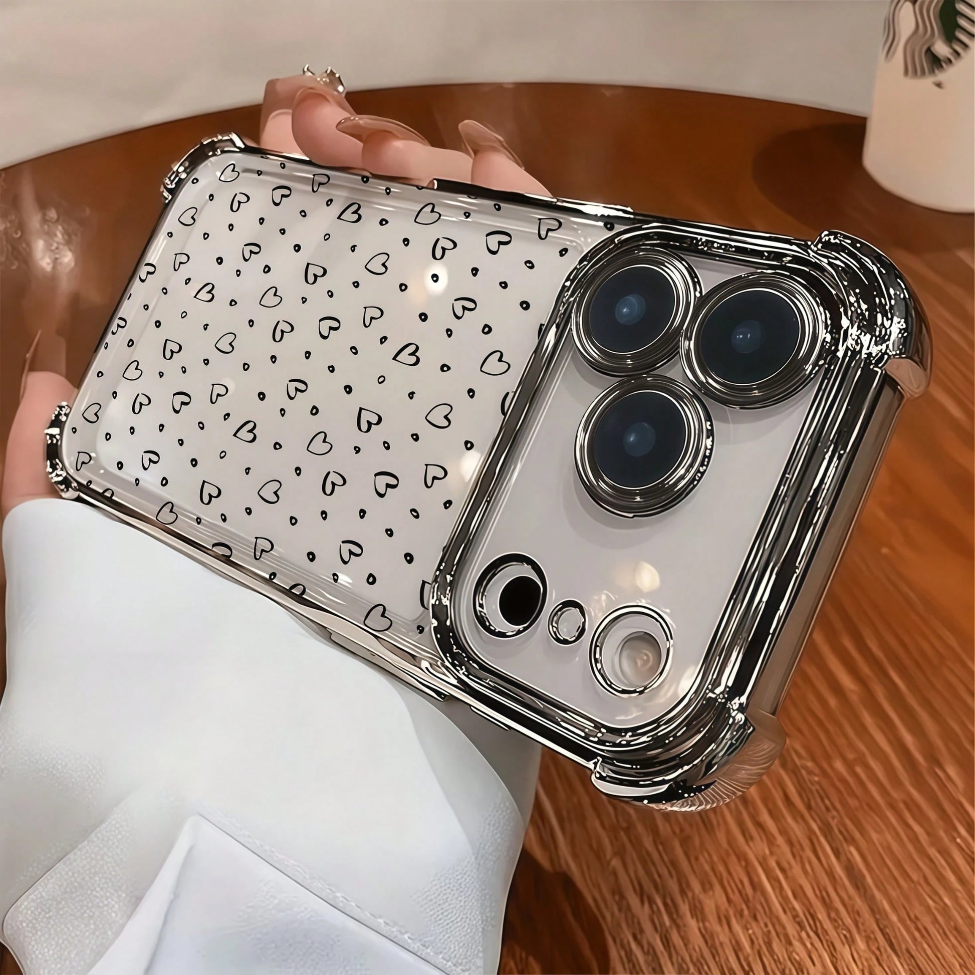Luxury Fashion Shockproof Airbag Phone Case With Full Screen Tiny Heart Design, Compatible With Apple 6/7/8/X/XS/XR/11/12/13/14/15/16/16E/17/17PM, Galaxy S22/23/24/25/S24 FE/S25 EDGE, A04/05/06/A14/A1