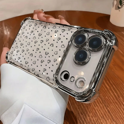 Luxury Fashion Shockproof Airbag Phone Case With Full Screen Tiny Heart Design, Compatible With Apple 6/7/8/X/XS/XR/11/12/13/14/15/16/16E/17/17PM, Galaxy S22/23/24/25/S24 FE/S25 EDGE, A04/05/06/A14/A1