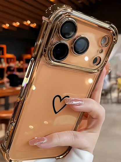 Luxury Fashion Shockproof Airbag Phone Case With Full Screen Tiny Heart Design, Compatible With Apple 6/7/8/X/XS/XR/11/12/13/14/15/16/16E/17/17PM, Galaxy S22/23/24/25/S24 FE/S25 EDGE, A04/05/06/A14/A1