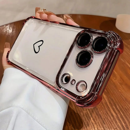 Luxury Fashion Shockproof Airbag Phone Case With Full Screen Tiny Heart Design, Compatible With Apple 6/7/8/X/XS/XR/11/12/13/14/15/16/16E/17/17PM, Galaxy S22/23/24/25/S24 FE/S25 EDGE, A04/05/06/A14/A1