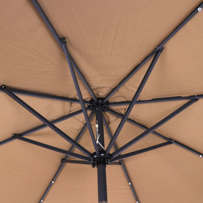 Luxury Outdoor Cantilever Patio Umbrella With Solar Powered LED Lights