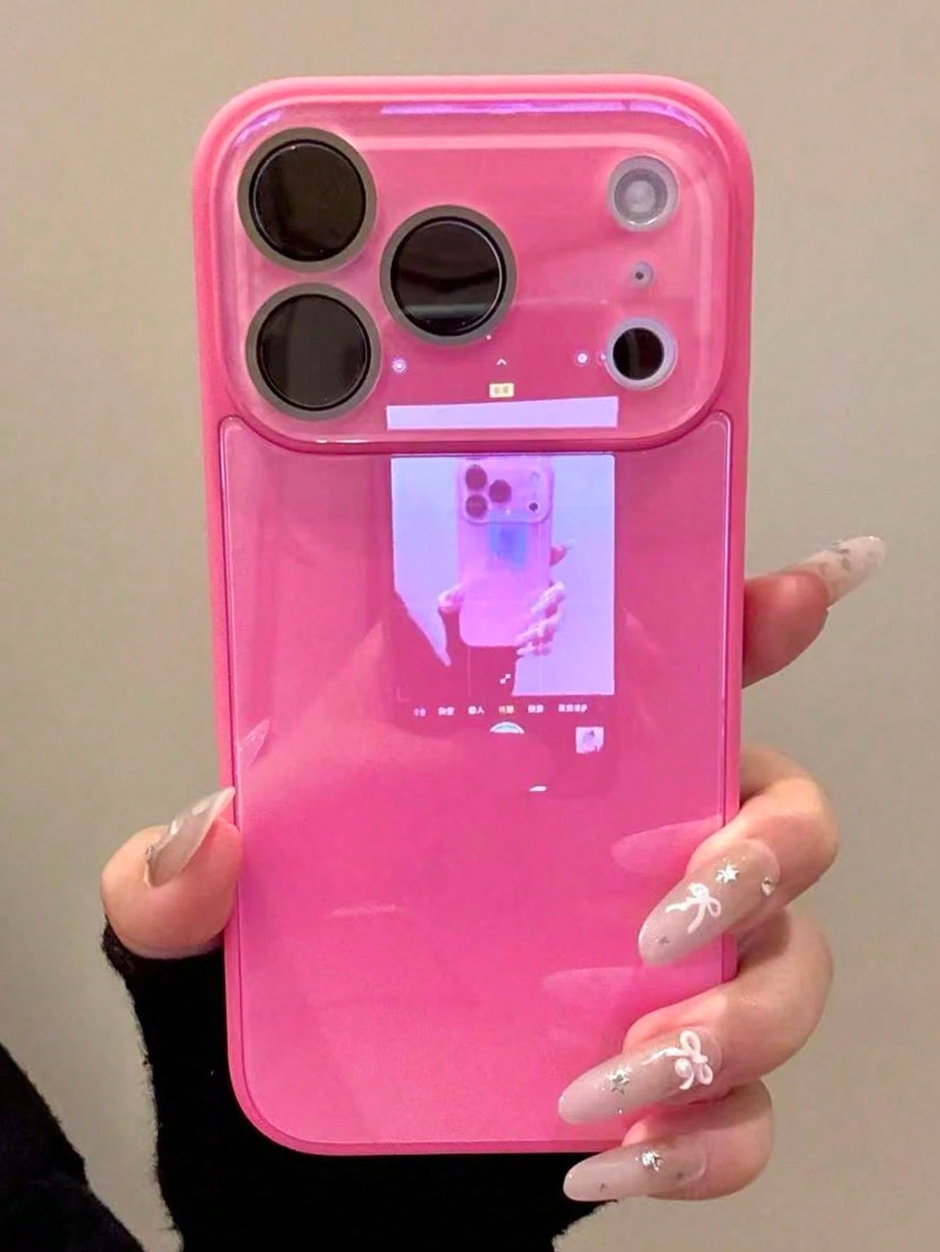 Luxury Pink Glossy Mirror Element Solid Glass Phone Case Suitable For 17 Pro Max 16 15 14 13 12 11 Pro Max Lens Protection Shock-Resistant Frame Hard Back Cover Spring Gift Party
