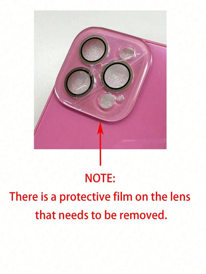 Luxury Pink Glossy Mirror Element Solid Glass Phone Case Suitable For 17 Pro Max 16 15 14 13 12 11 Pro Max Lens Protection Shock-Resistant Frame Hard Back Cover Spring Gift Party