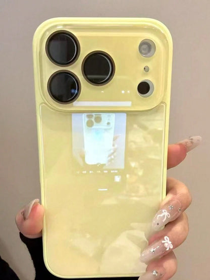 Luxury Pink Glossy Mirror Element Solid Glass Phone Case Suitable For 17 Pro Max 16 15 14 13 12 11 Pro Max Lens Protection Shock-Resistant Frame Hard Back Cover Spring Gift Party