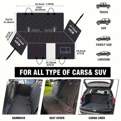 Luxury Waterproof Dog Car Seat Cover With Mesh Window- Scratch Resistant, Non Slip Polyester Hammock, Suitable For Standard Rear Seats- Perfect For Pets, Easy To Clean And Install