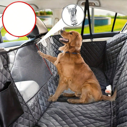 Luxury Waterproof Dog Car Seat Cover With Mesh Window- Scratch Resistant, Non Slip Polyester Hammock, Suitable For Standard Rear Seats- Perfect For Pets, Easy To Clean And Install