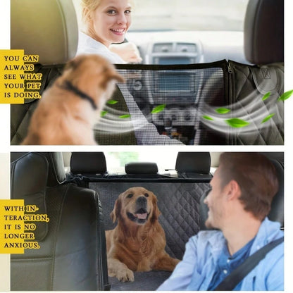 Luxury Waterproof Dog Car Seat Cover With Mesh Window- Scratch Resistant, Non Slip Polyester Hammock, Suitable For Standard Rear Seats- Perfect For Pets, Easy To Clean And Install