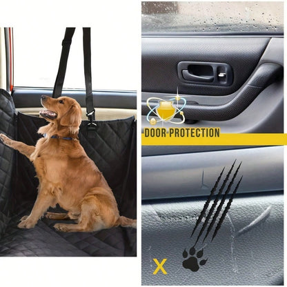 Luxury Waterproof Dog Car Seat Cover With Mesh Window- Scratch Resistant, Non Slip Polyester Hammock, Suitable For Standard Rear Seats- Perfect For Pets, Easy To Clean And Install