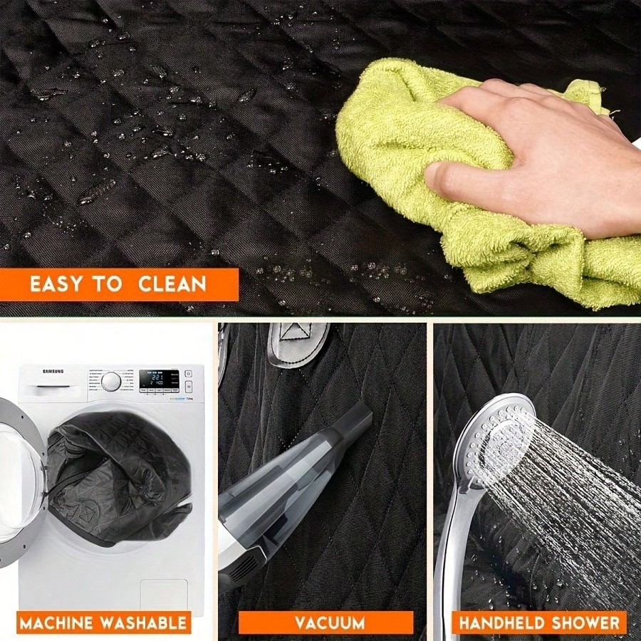 Luxury Waterproof Dog Car Seat Cover With Mesh Window- Scratch Resistant, Non Slip Polyester Hammock, Suitable For Standard Rear Seats- Perfect For Pets, Easy To Clean And Install