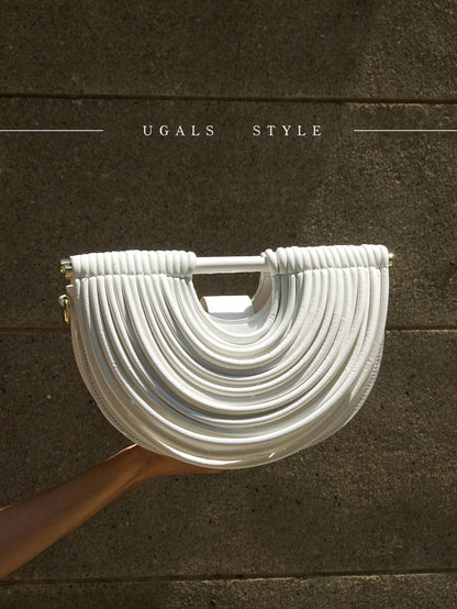 Luxury Women's Party Handbag With Exquisite Striped Texture Solid Color Crossbody Bag