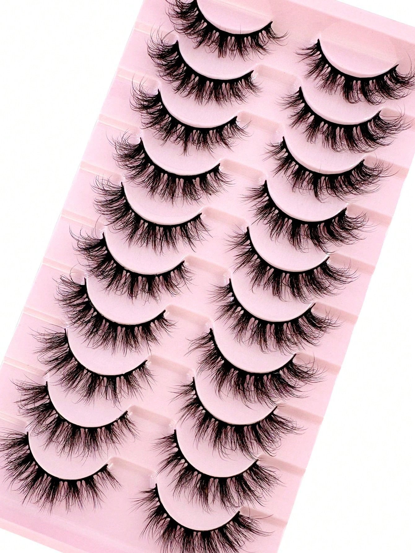 LYBCG 10 Pairs Fluffy Faux Mink Eyelashes, Thin, Thick, Curly, 3D Natural Styles, Suitable For Party, Daily Wear, Cat Eye Shape, Fit For Various Occasions