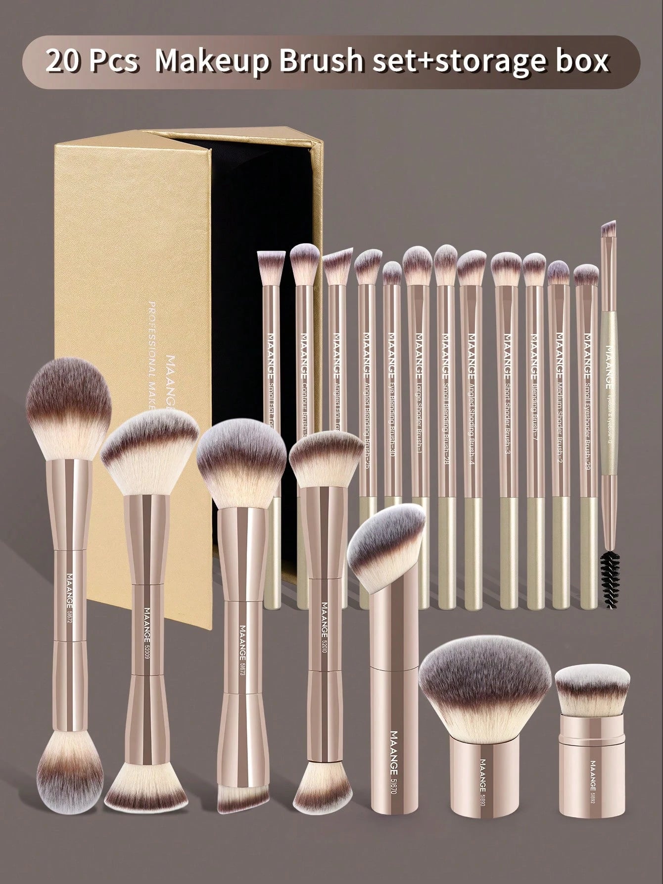 MAANGE 1/7pcs 13/20pcs Professional Makeup Brush Set, Includes Accessories And Storage Box, Foundation Brush, Loose Powder Brush, Blush Brush, Highlighter Brush, Contour Brush, Eyeshadow Brush, Concea