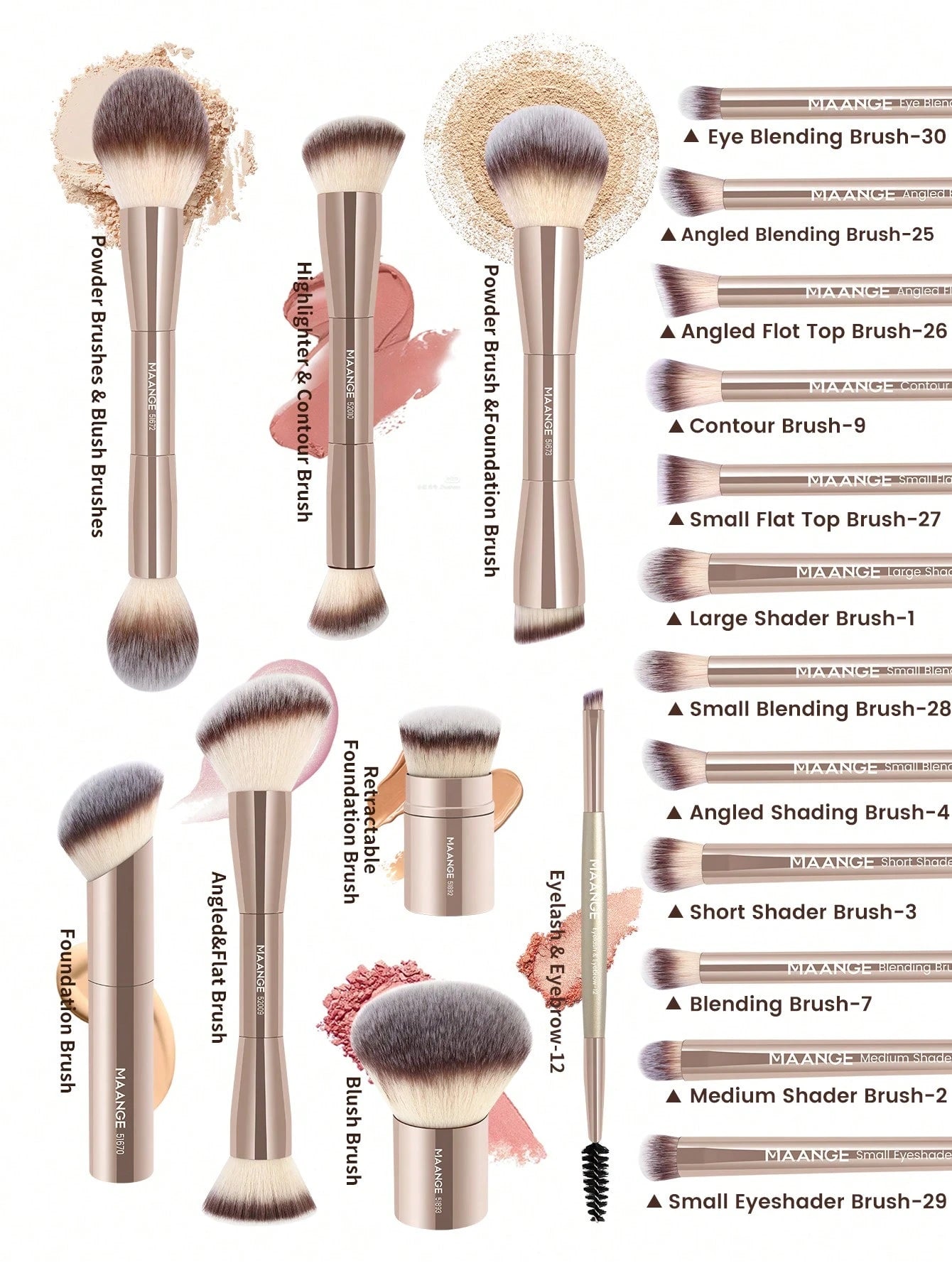 MAANGE 1/7pcs 13/20pcs Professional Makeup Brush Set, Includes Accessories And Storage Box, Foundation Brush, Loose Powder Brush, Blush Brush, Highlighter Brush, Contour Brush, Eyeshadow Brush, Concea
