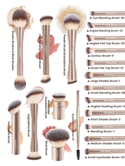 MAANGE 1/7pcs 13/20pcs Professional Makeup Brush Set, Includes Accessories And Storage Box, Foundation Brush, Loose Powder Brush, Blush Brush, Highlighter Brush, Contour Brush, Eyeshadow Brush, Concea