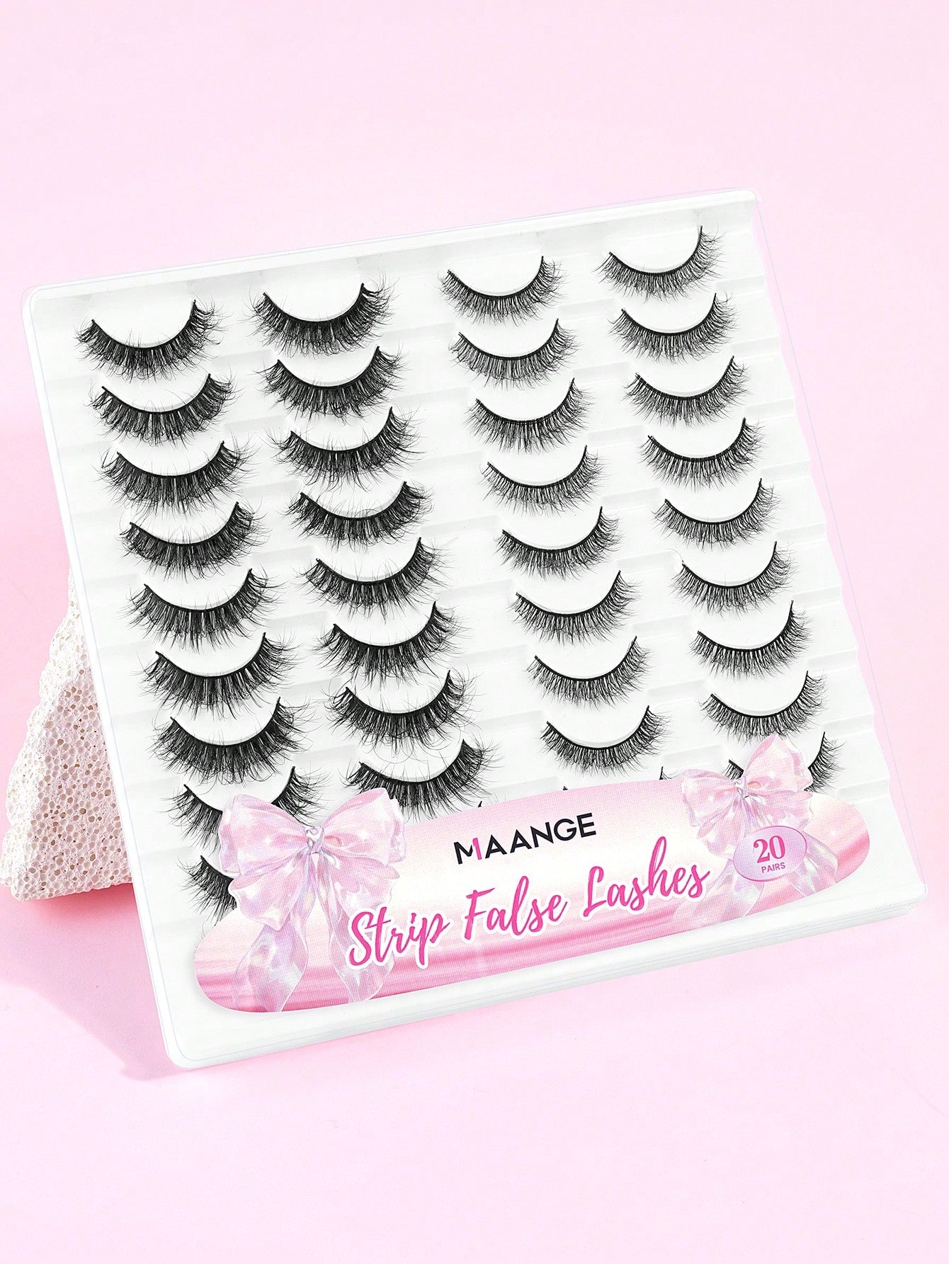 MAANGE 20 Pairs Large Capacity Mixed False Eyelash Set, Cat Eye Cartoon Eyelashes, Lightweight Airy Feather Style Dense 3D Soft Full Strip Lashes, Natural Bold Makeup Versatile Multi-Style, Strip Lash