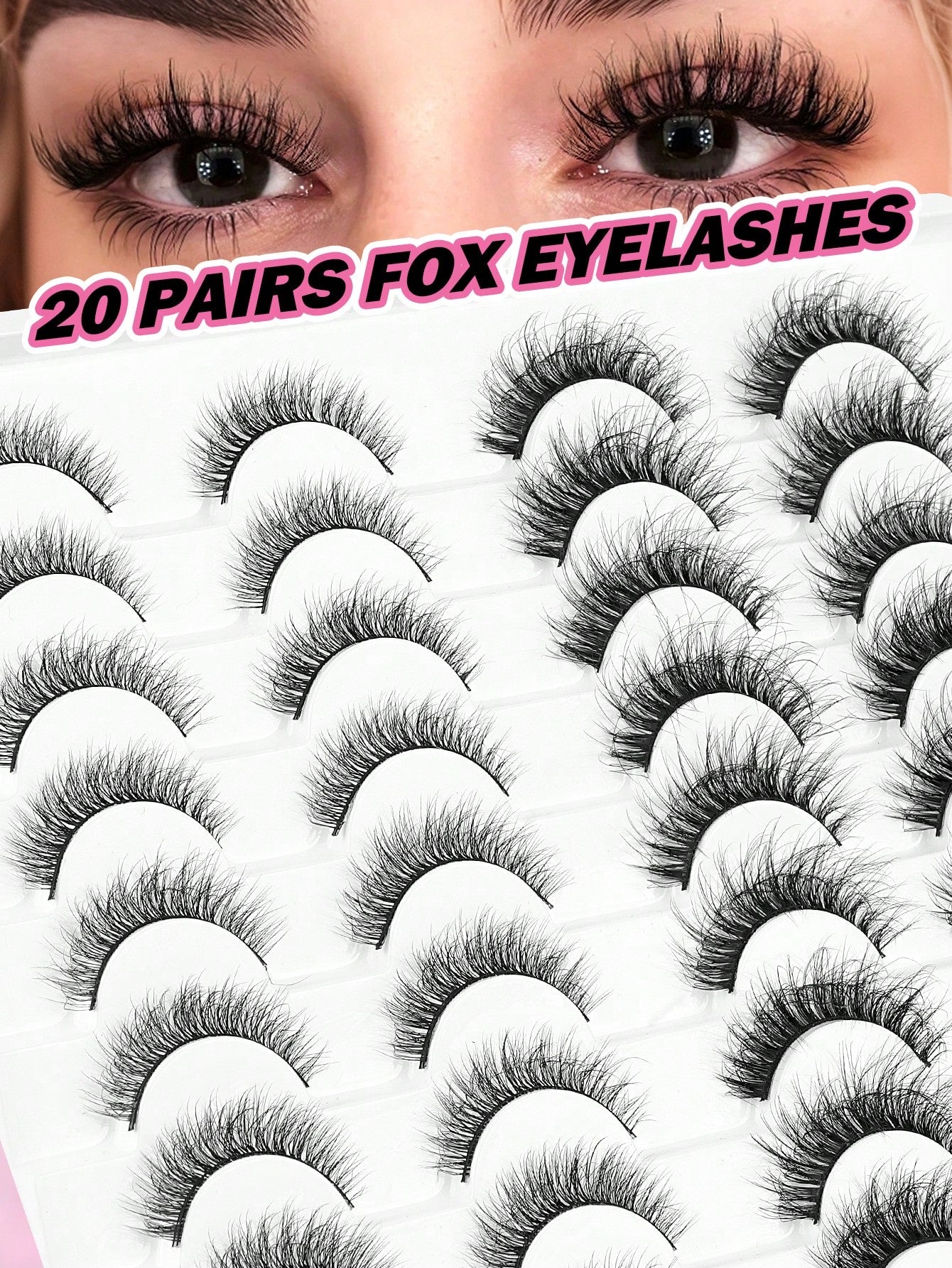 MAANGE 20 Pairs Large Capacity Mixed False Eyelash Set, Cat Eye Cartoon Eyelashes, Lightweight Airy Feather Style Dense 3D Soft Full Strip Lashes, Natural Bold Makeup Versatile Multi-Style, Strip Lash