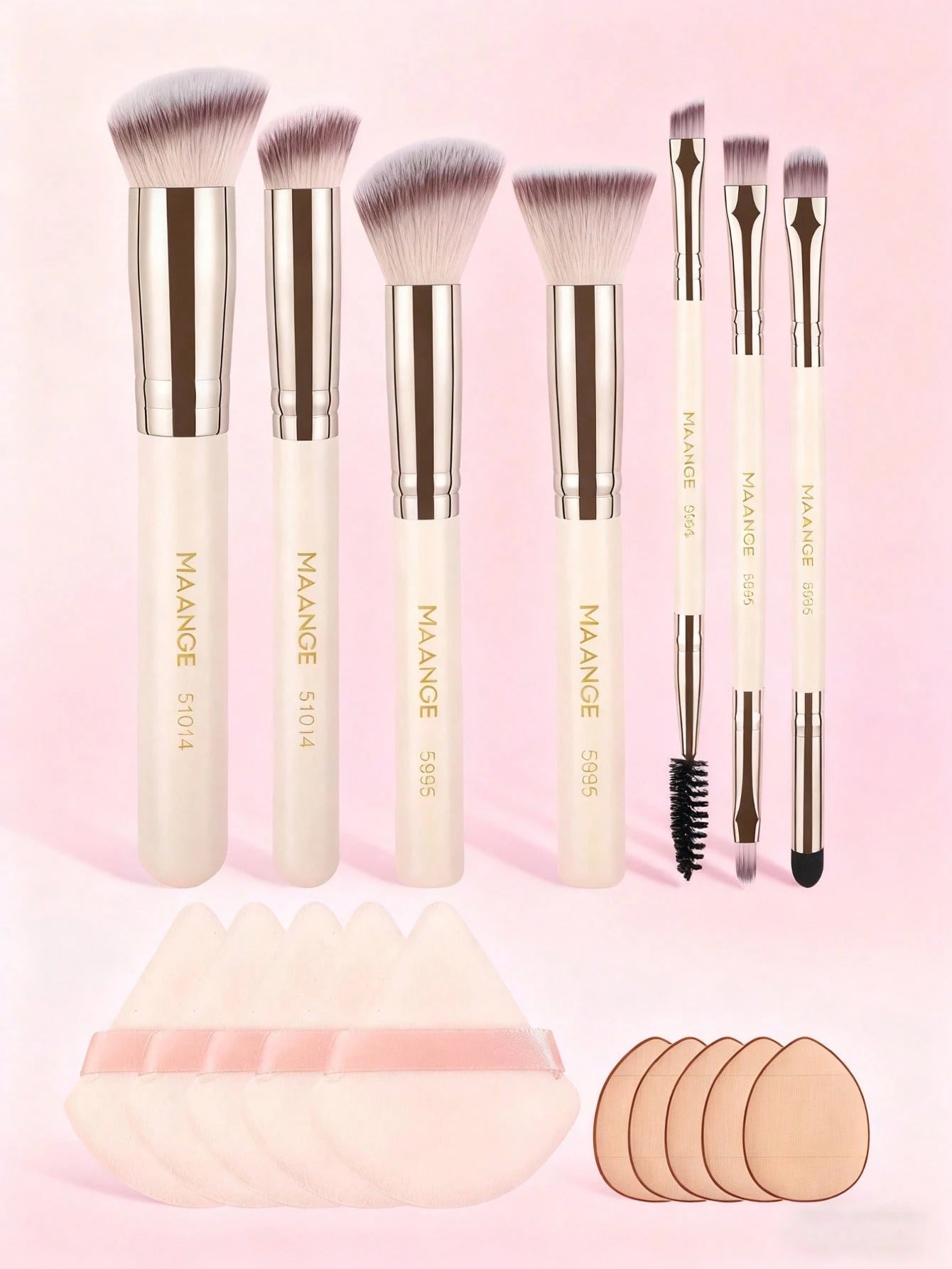 MAANGE 5/9/17pcs Professional Makeup Brush Set, Including Powder Brush, Blush Brush, Foundation Brush, Contour Brush, Eyeshadow Brush And Other Makeup Tools, Ideal For Travel.