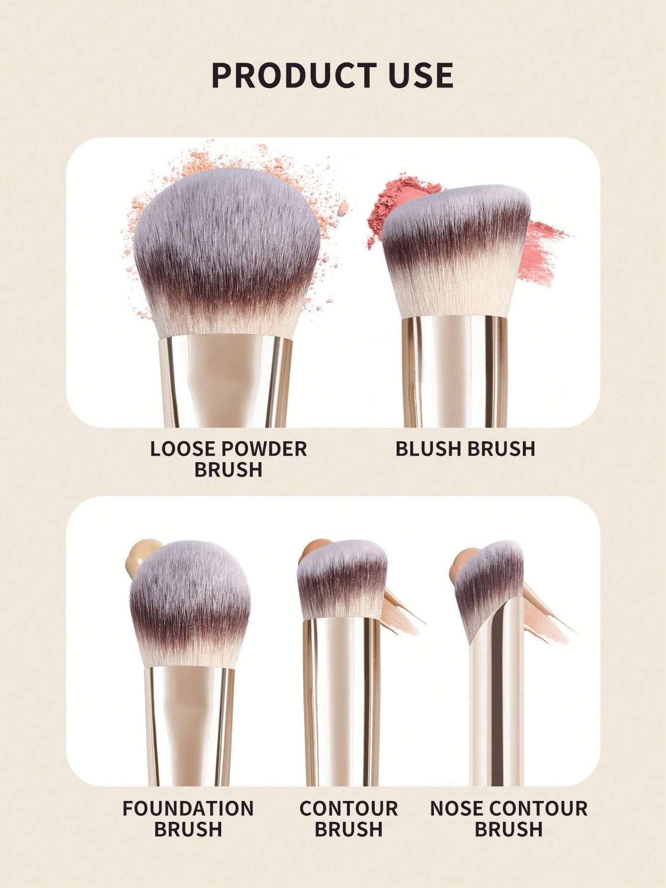 MAANGE 5/9/17pcs Professional Makeup Brush Set, Including Powder Brush, Blush Brush, Foundation Brush, Contour Brush, Eyeshadow Brush And Other Makeup Tools, Ideal For Travel.