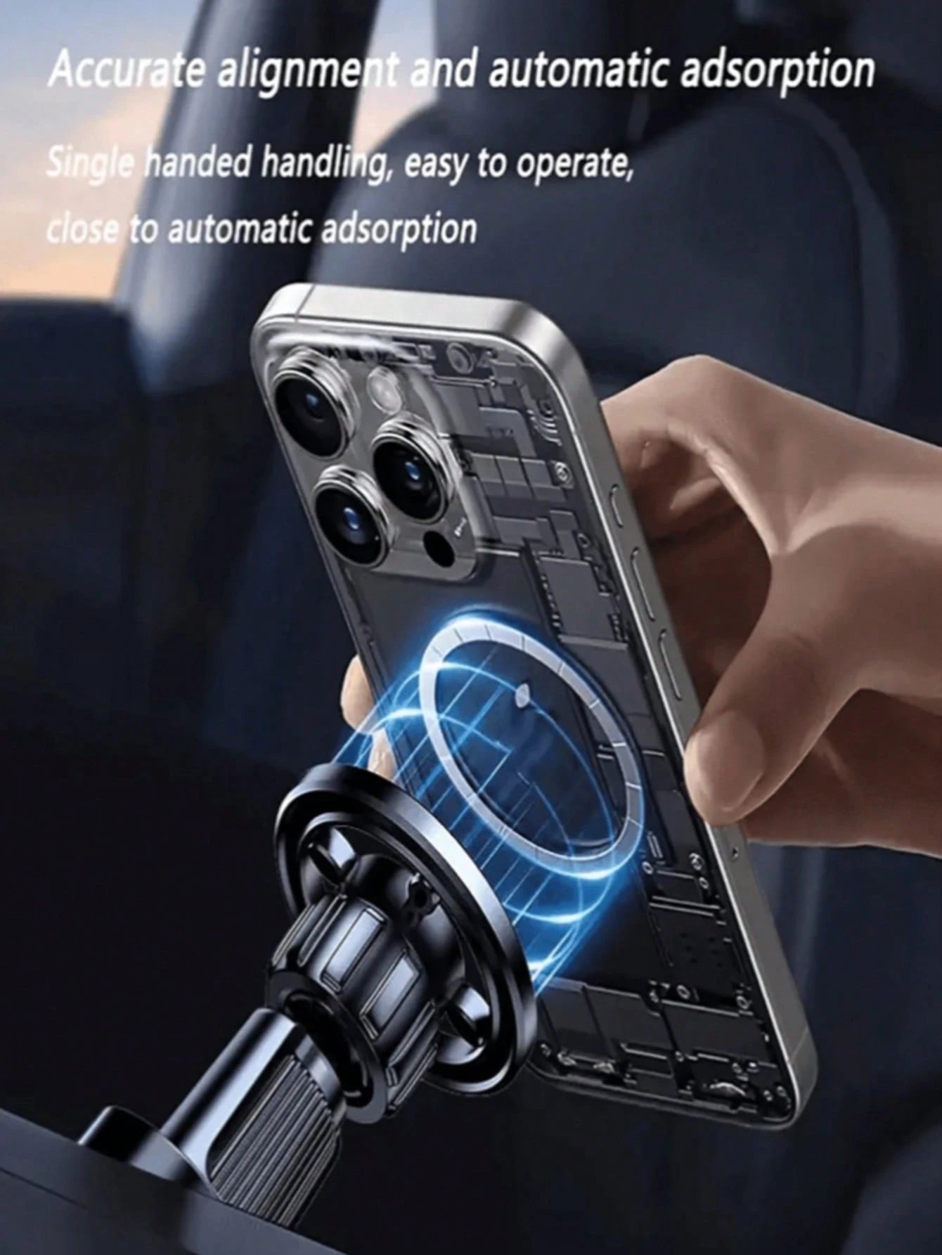 Magnetic Car Phone Holder – 360° Rotating Arm, Strong Magnetic Suction, Air Vent Clip Mount, Hands-Free, Floating Screen Car Phone Holder, Hands-Free Car Phone Holder, Suitable For Smartphones