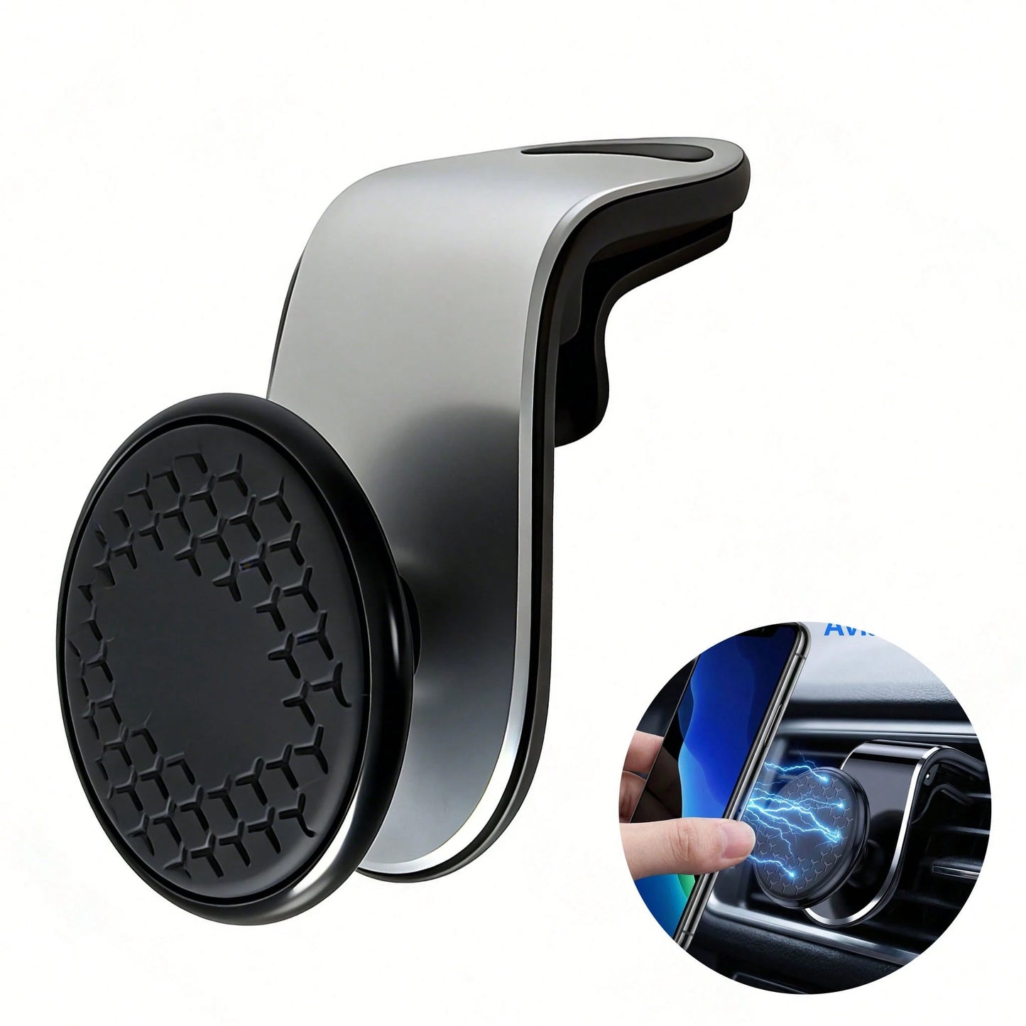Magnetic Phone Holder For Air Conditioner Vent, Clip-On Design Compatible With All Car Models, Strong Magnetic Adsorption, Plug And Play, No Lag, 360° Rotation. Can Switch Between Landscape And Portra