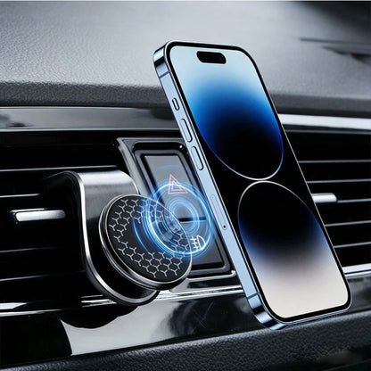 Magnetic Phone Holder For Air Conditioner Vent, Clip-On Design Compatible With All Car Models, Strong Magnetic Adsorption, Plug And Play, No Lag, 360° Rotation. Can Switch Between Landscape And Portra