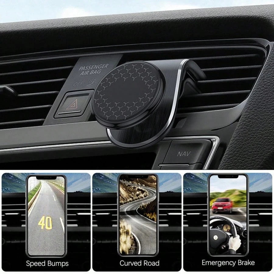 Magnetic Phone Holder For Air Conditioner Vent, Clip-On Design Compatible With All Car Models, Strong Magnetic Adsorption, Plug And Play, No Lag, 360° Rotation. Can Switch Between Landscape And Portra