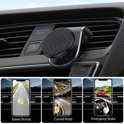 Magnetic Phone Holder For Air Conditioner Vent, Clip-On Design Compatible With All Car Models, Strong Magnetic Adsorption, Plug And Play, No Lag, 360° Rotation. Can Switch Between Landscape And Portra